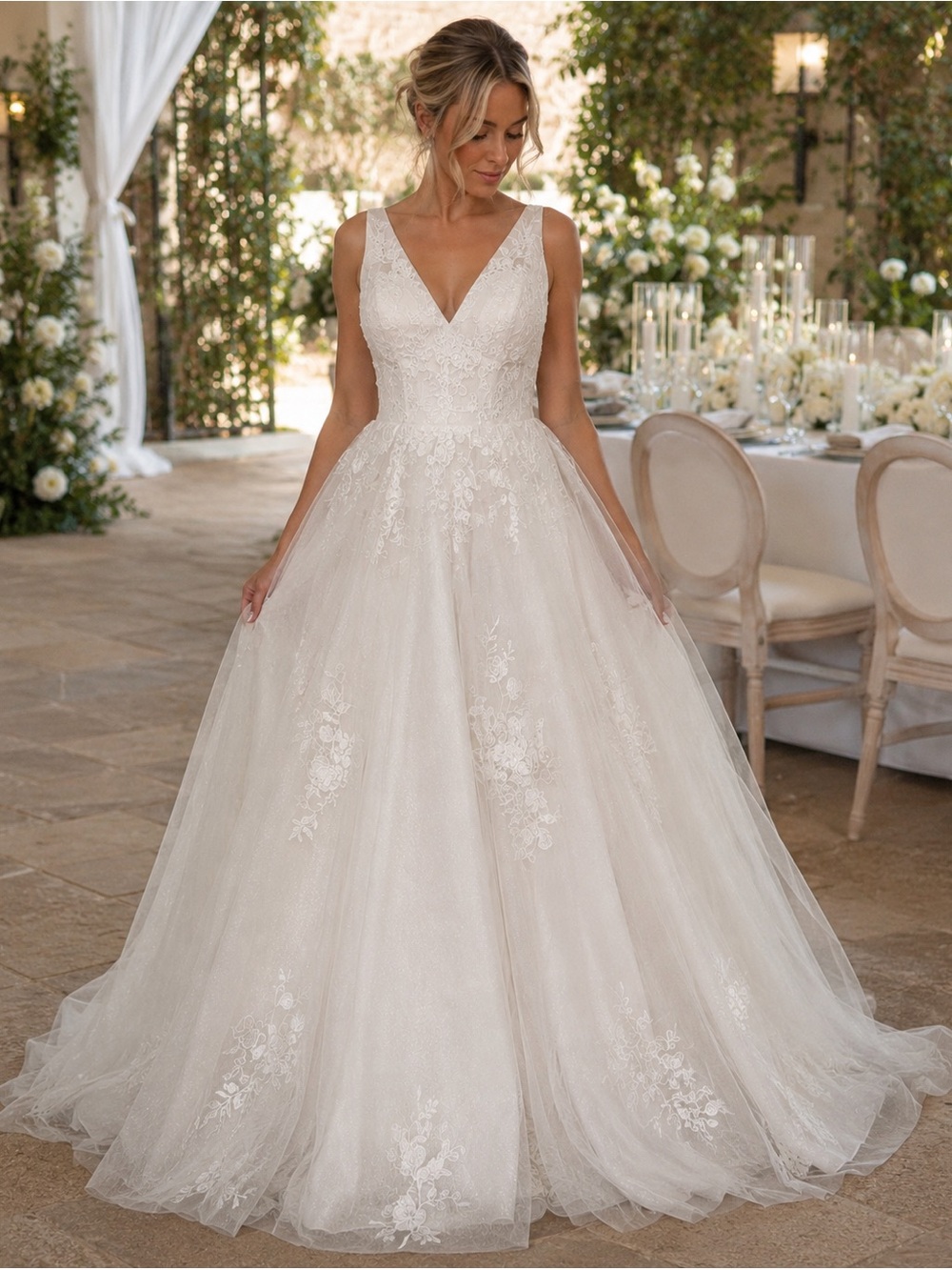 David's Bridal Satin Bridal Dress in Ivory